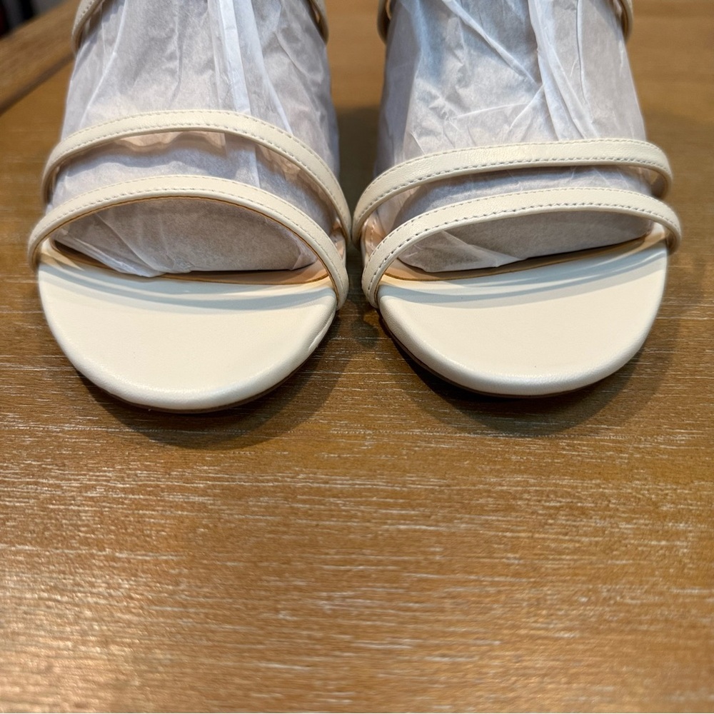 NIB Sam Edelman Delanie Ivory Leather Strappy Stiletto Heels Sandal Sz 10 *FLAW* - Picture 5 of 11